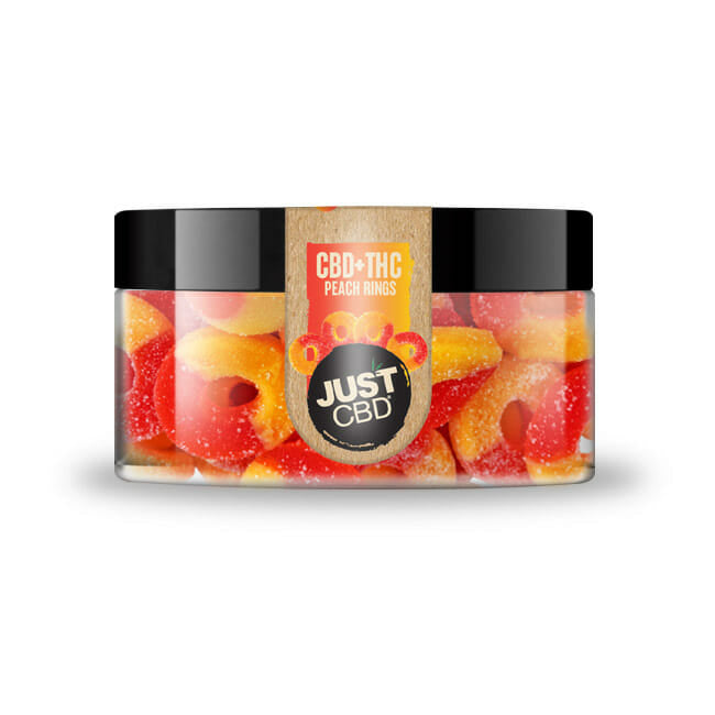 JustCBD + THC Peach Rings | Sweet Relief with Full-Spectrum